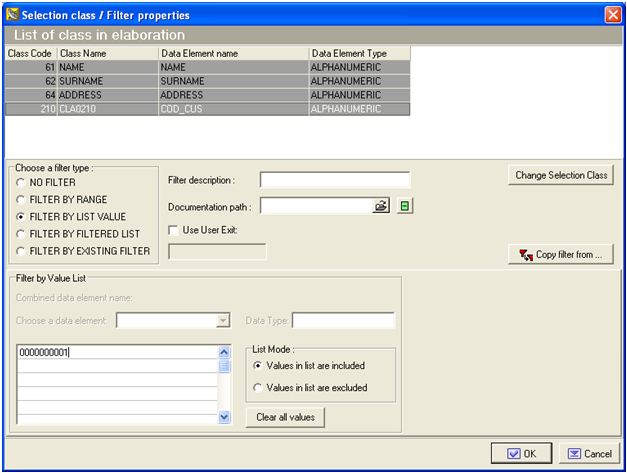 Selection class / Filter properties