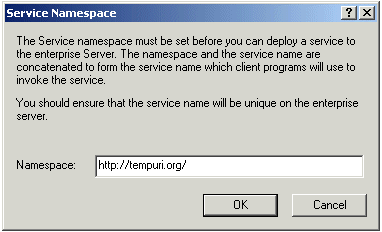 Service Namespace Dialog Box